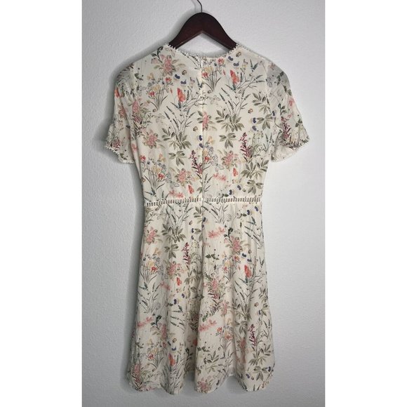 The Kooples Floral Mini Silk Dress White (Size XXS) - Picture 3 of 5